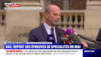 Bac: Jean-Michel Blanquer confirme le report des épreuves de spécialités au "11, 12 et 13 mai" (BFMTV)