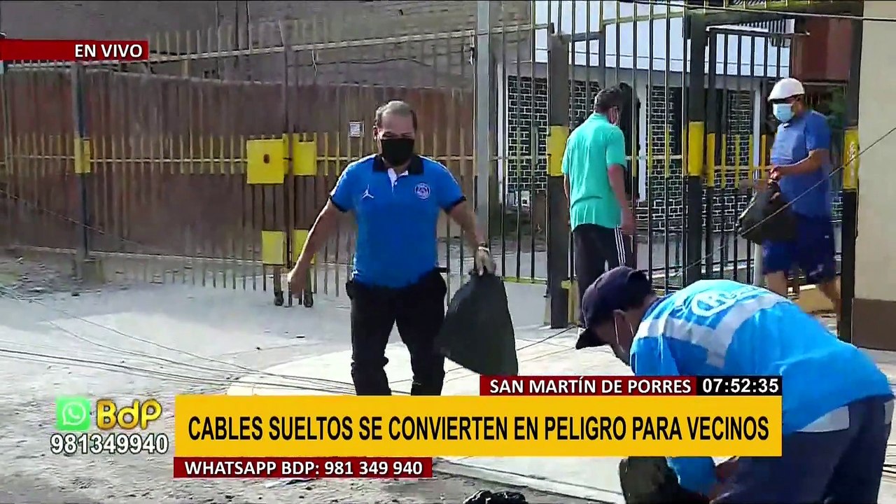 Maraña de cables eléctricos se desprenden y ponen en peligro a vecinos de SMP