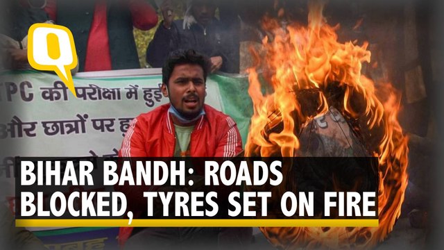 Bihar Bandh | Protesters Block Roads, Set Tyres Ablaze Amid Opposition Over Railway Exam