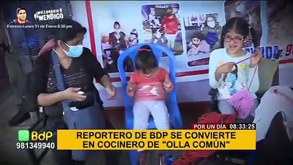 Reportero de BDP se convierte en cocinero de olla común