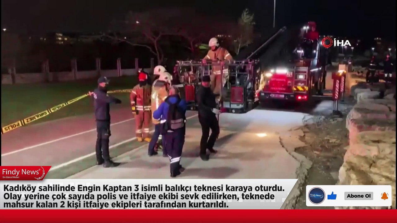 Kadıköy sahilinde Engin Kaptan 3 isimli balıkçı teknesi karaya oturdu