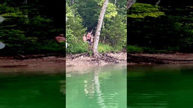 Rope Swing Fail Ends in Painful Fall