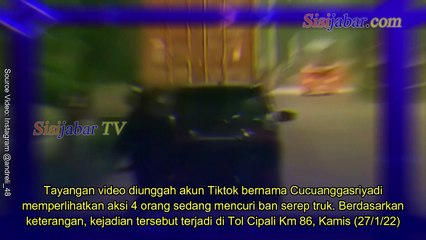 Pencurian Ban Serep Truk di Tol Cipali Pelakunya 4 Orang Terekam Kamera