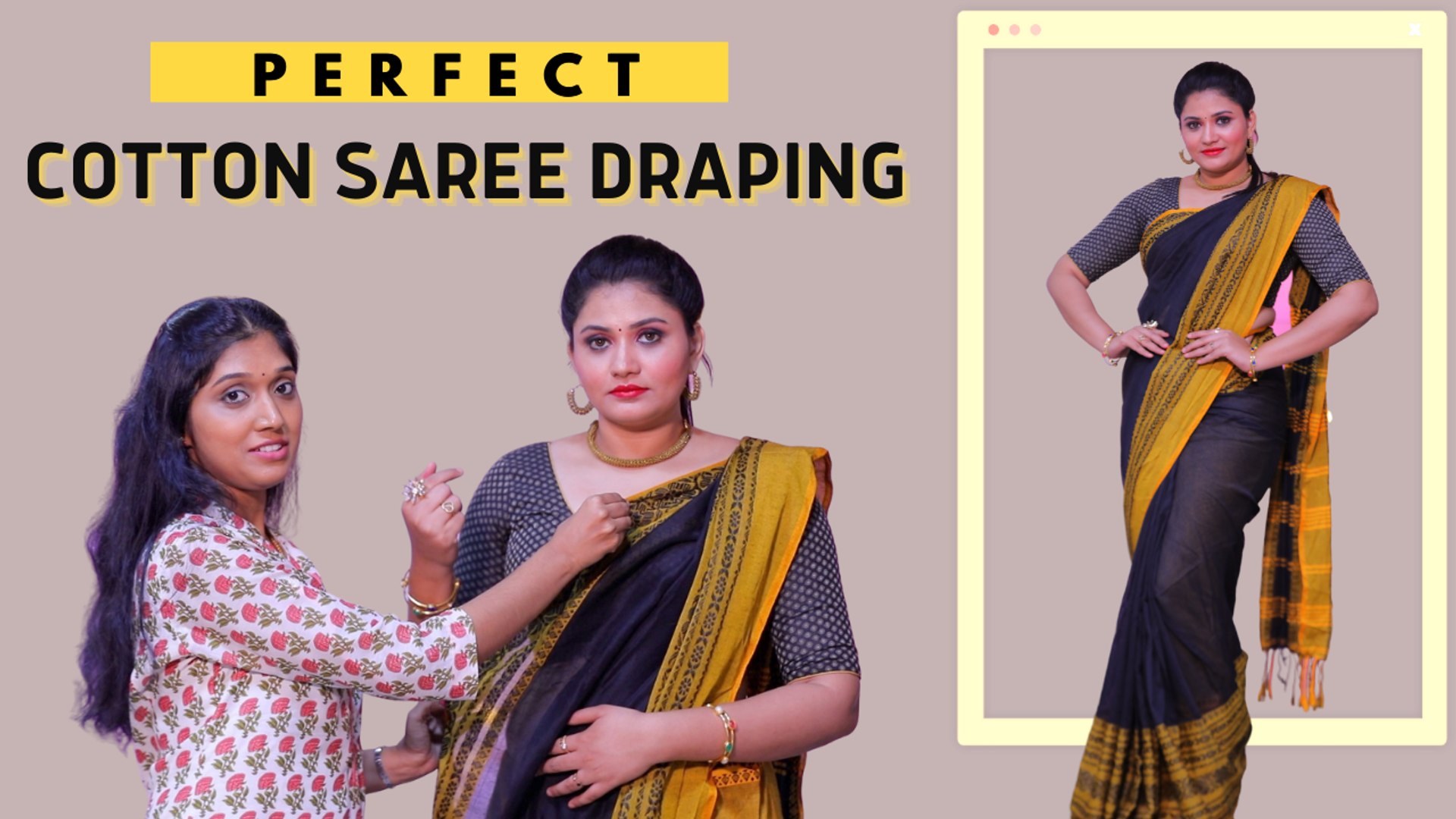 How to Drape Cotton Saree Perfectly in 5 Mins