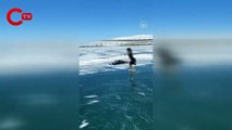 Çıldır Gölü'nde buz pateni yapan milli sporcu İklim: Hayalimi gerçekleştirdim