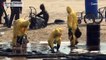 شاهد: عملية واسعة لتنظيف سواحل تايلاند بعد تسرب عشرات الأطنان من النفط