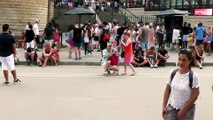 Tourists in Front of Sagrada Familia in Barcelona