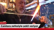 Camlara nefesiyle şekil veriyor