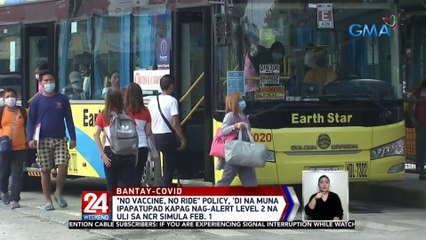 "No vaccine, no ride" policy, 'di na muna ipapatupad kapag nag-Alert Level 2...  24 Oras Weekend