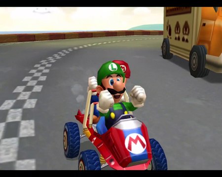 GameCube Gameplay - Mario Kart Double Dash - Mushroom Bridge - Mario and Luigi