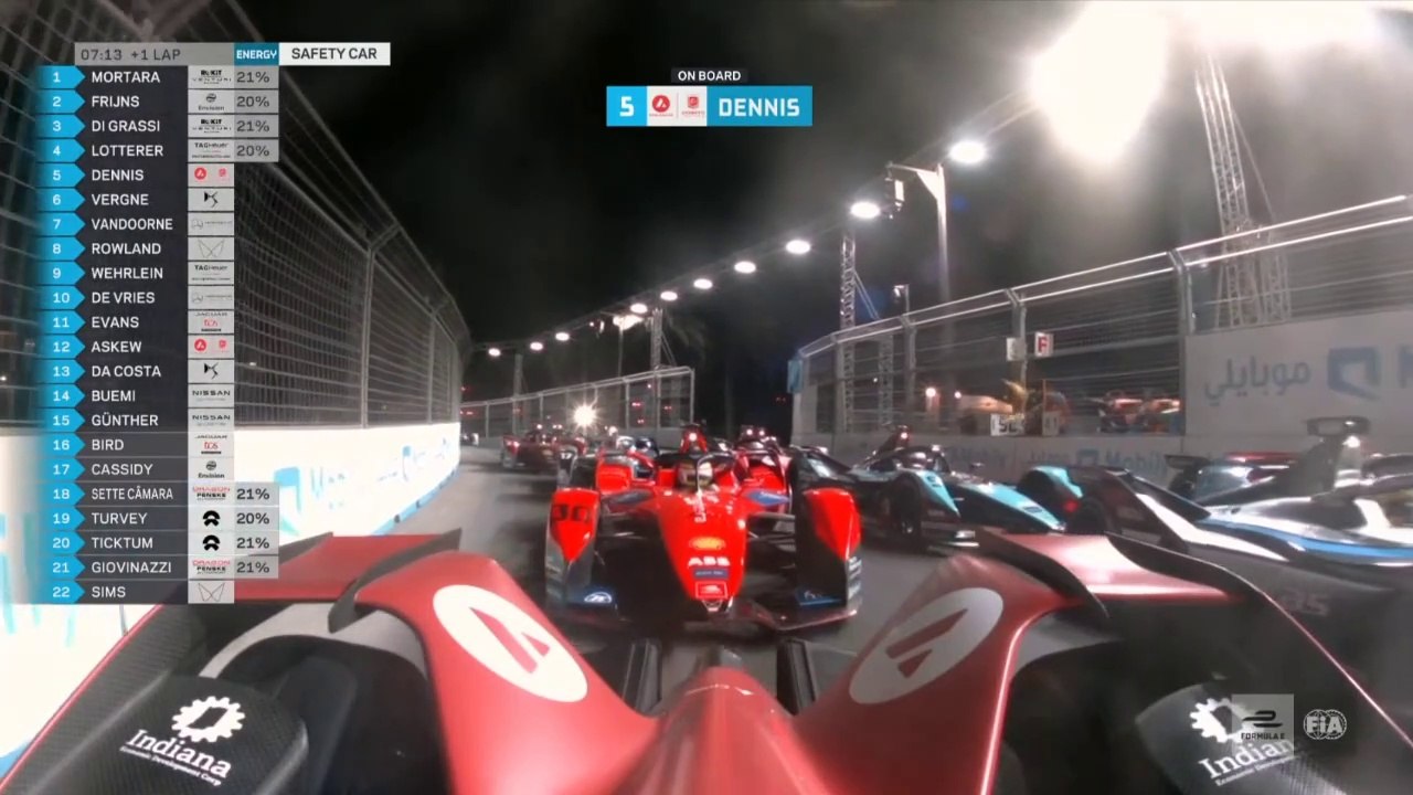 Formule E Ad Diriyah 2022 Race 2 Sims Crash Traffic Jam Safety Car