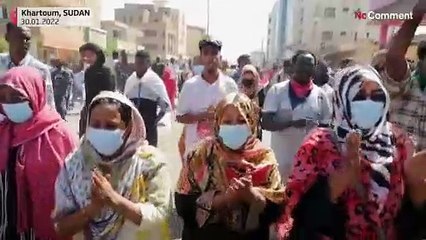 Sudanese protesters take part in a rally against last year's military coup, in Khartoum