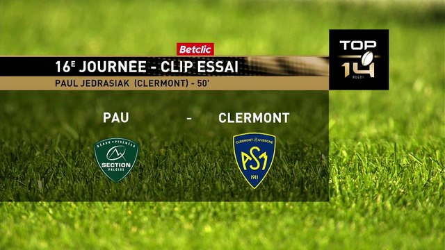TOP 14 - Essai de Paul JEDRASIAK (ASM) - Section Paloise - ASM Clermont - J16 - Saison 2021/2022