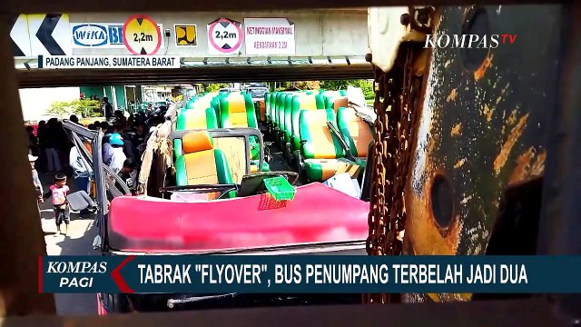 Tabrak Flyover di Simpang Lapan Padang Panjang, Bus Terbelah Menjadi Dua!