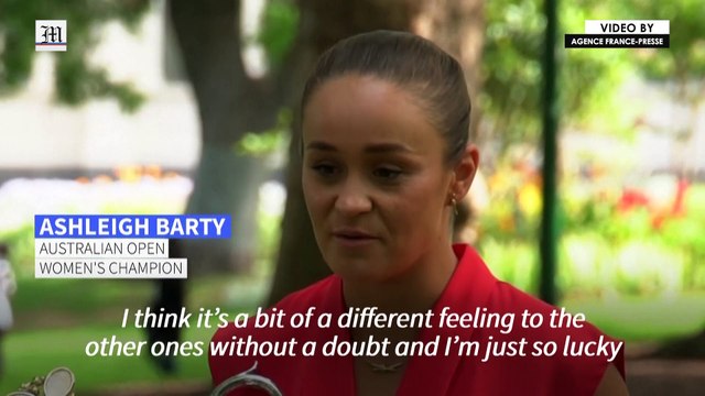 Ashleigh Barty celebrates Australian Open win
