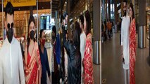 Mouni Roy शादी के बाद पति Sooraj Nambiar संग बनारसी साड़ी पहन लौटी मुंबई; Watch video | FilmiBeat