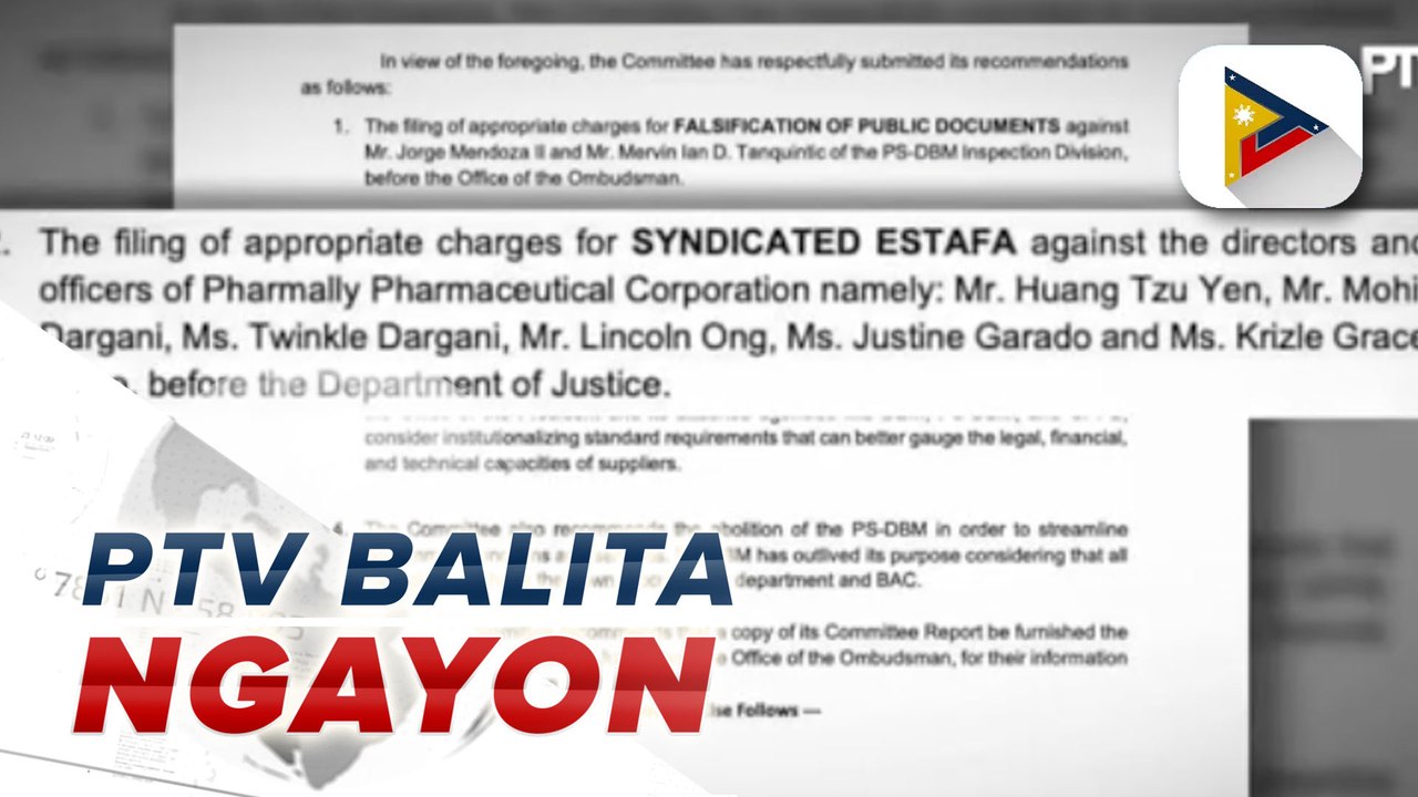 #PTVBalitaNgayon | House panel, inirekomendang sampahan ng kasong estafa ang ilang matataas na opisyal ng Pharmally; House panel, iginiit na walang overpricing sa pagbili ng medical supplies sa Pharmally