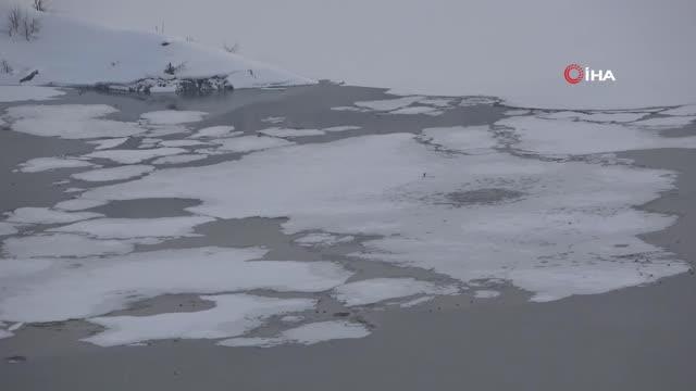 Murat Nehri kısmen buz tuttu