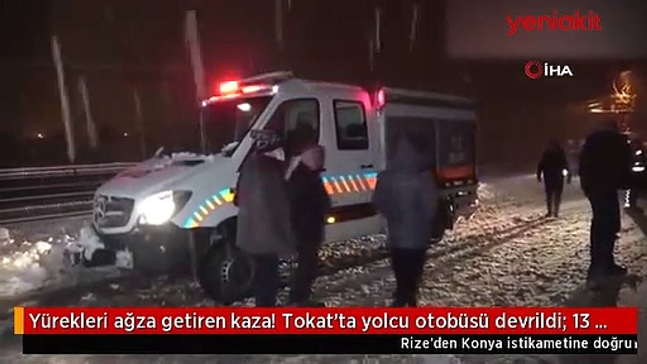 Tokat'ta yolcu otobüsü devrildi