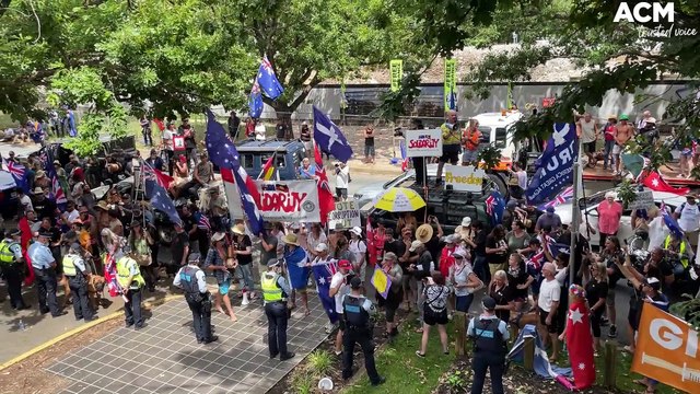 Protest continues for second day as people rally outside the National Press Club in Canberra | February 1, 2022 | Canberra Times
