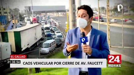 Congestión vehicular por desvío en la av. Facett por obras de la Línea 2 del Metro de Lima