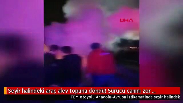Seyir halindeki araç alev topuna döndü! Sürücü canını zor kurtardı