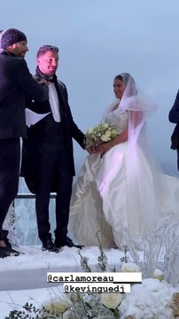 Mariage de Kevin Guedj et Carla Moreau sous la neige à Courchevel,le 31 janvier 2022