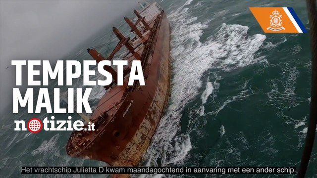 Tempesta Malik, scontro tra mercantili in burrasca: lo spettacolare salvataggio dei marinai