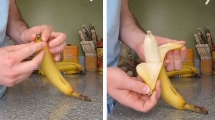 Download Video: Entdecken Sie, wie man eine Banane richtig schält. Diese Technik wird Ihr Leben erleichtern.