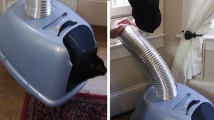 Dieser Tipp ist erstaunlich. Damit werden Sie dem Katzenklo eine Lüftungsanlage hinzufügen können.