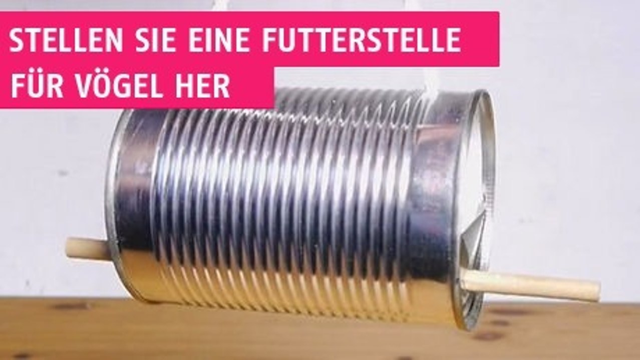 Basteln Sie eine Futterstelle für Vögel mit einer einfachen Dose.