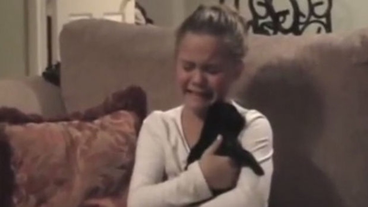 Dieses kleine Mädchen erfährt gleich, dass es einen Welpen geschenkt bekommt. Schauen Sie sich ihre Reaktion an.