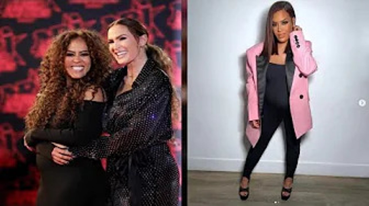 Amel Bent enceinte et canon en combinaison noire moulante, Vitaa @pprouve