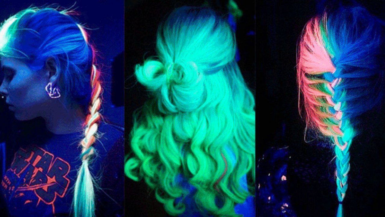 Fluoreszierende haare: der trend, der in der disko für aufsehen sorgt