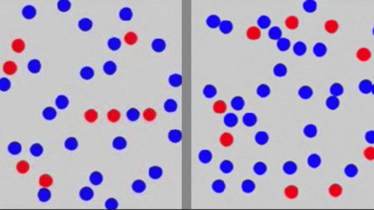 Diese Grafik mit roten und blauen Punkten testet dein grafisches Gedächtnis