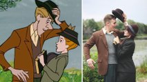 Dieses Paar stellt für seine Verlobung die Szene der ersten Begegnung aus dem Disneyfilm 101 Dalmatiner nach