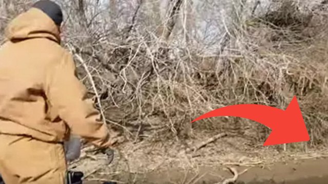 Dieser Angler hört sonderbare Geräusche im Gebüsch. Schau was passiert, wenn er pfeift!