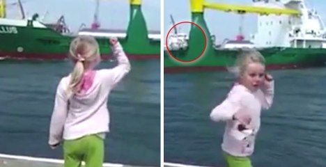 Dieses kleine Mädchen möchte das Schiff zum Hupen bringen. Doch damit hat sie nicht gerechnet!