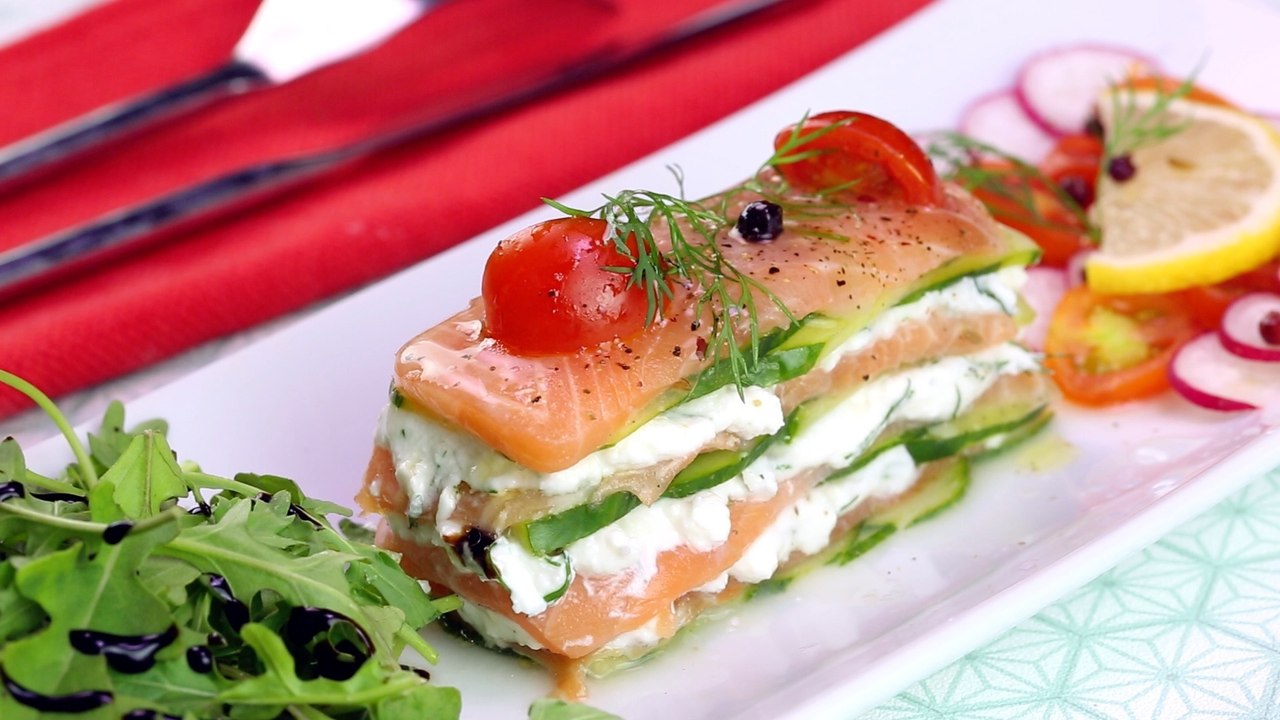 Lachs-Millefeuilles mit Ziegenfrischkäse... eine leckere und ganz besondere Vorspeise!