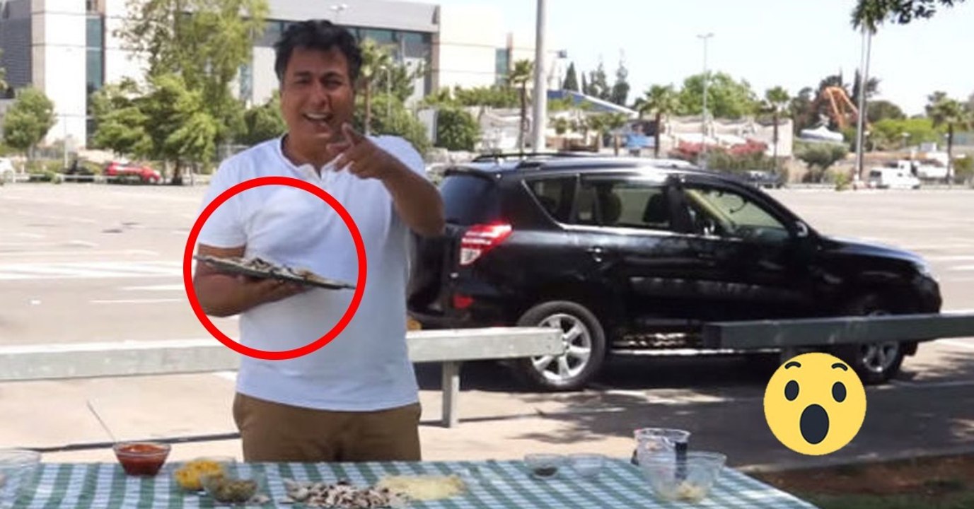 Ein Video, das allen zu denken gibt! Er bereitet eine Pizza zu und legt sie ins Auto.
