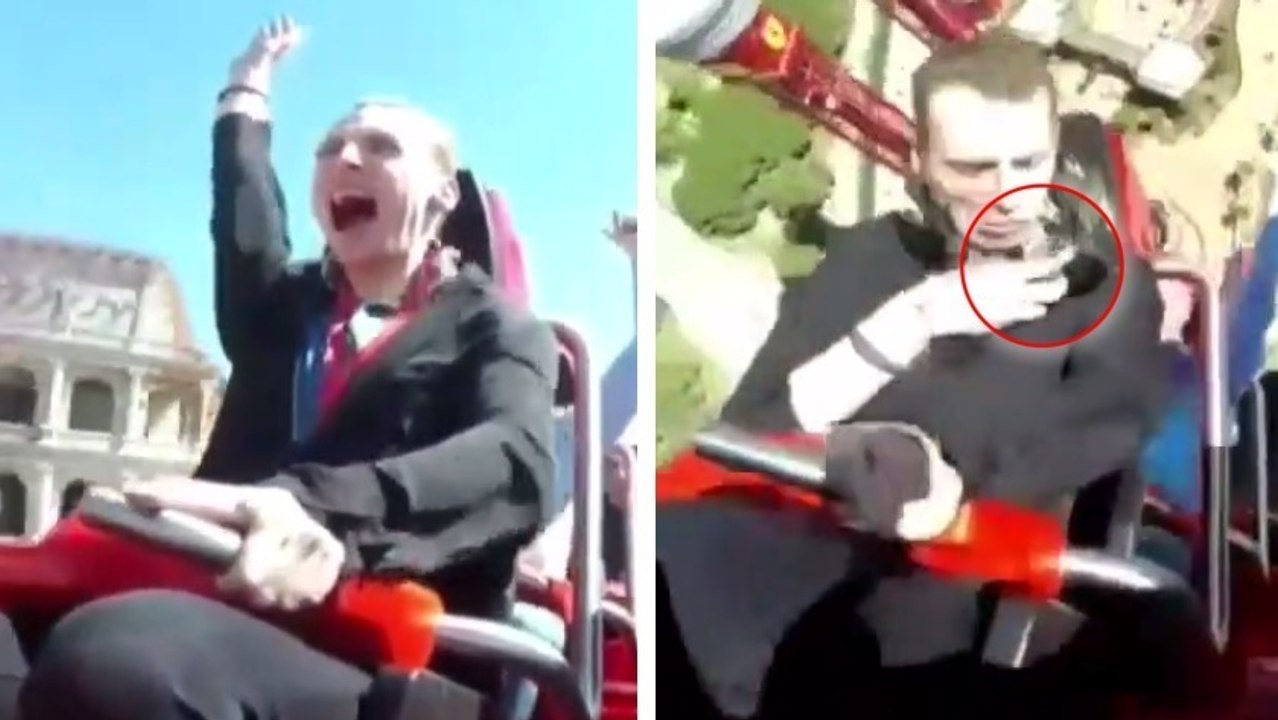 Er bekommt eine Taube an dem Kopf… bei einer Achterbahnfahrt