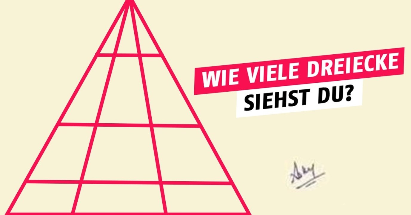 Nur jeder 10. findet alle Dreiecke im Bild! Die Lösung gibt es im Video!