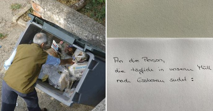 Ein Obdachloser erhält das Verbot von einem Restaurantbesitzer im Müll nach Essen zu suchen