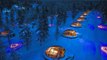 Polarlichter vom Iglu aus schauen im Kakslauttanen Arctic Resort in Finnland