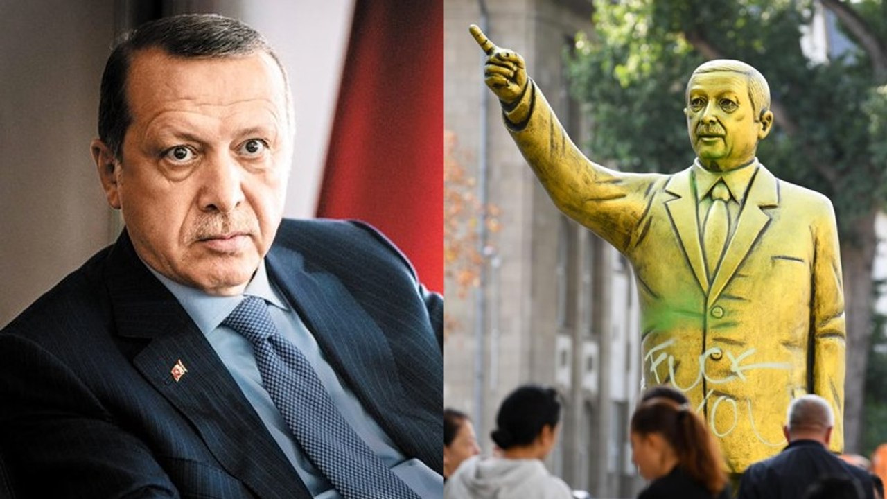 Goldene Erdogan-Statue in Deutschland: Erste Zwischenfälle