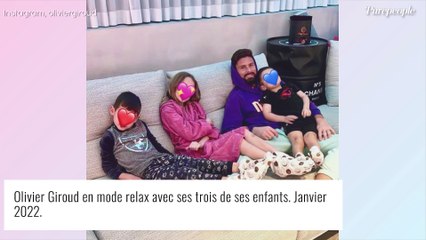 Olivier Giroud avec 3 de ses enfants : mode relax activé dans une tenue originale