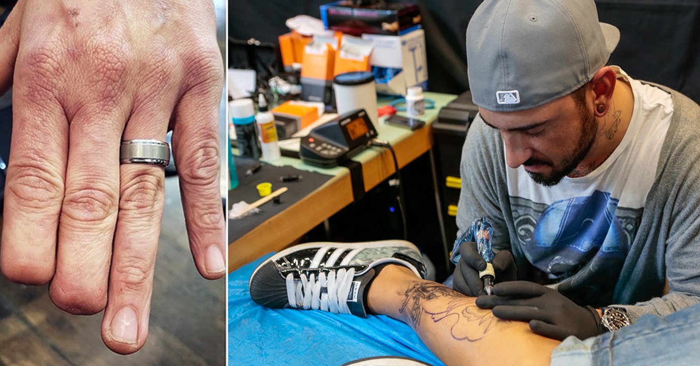 Er verliert bei einem Arbeitsunfall zwei Finger. Dann geht er in ein Tattoo-Studio