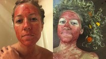 Aus einem bestimmten Grund schmiert sie sich Menstruationsblut ins Gesicht