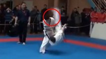 Ein beeindruckender K.O. während eines Karatekampfs