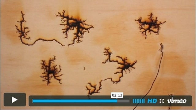 Vidéo : une artiste expérimente les effets de la foudre sur une planche de bois